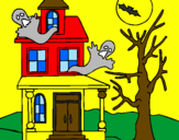 Desenho Casa do terror pintado por claudiana