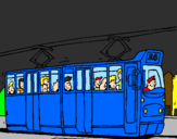 Desenho Eléctrico com passageiros pintado por Bruno