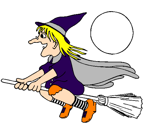 Desenho de Bruxa voando em sua vassoura pintado e colorido por Usuário não  registrado o dia 17 de Setembro do 2015