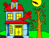 Desenho Casa do terror pintado por dito