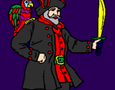 Desenho Pirata com um papagaio pintado por fabio