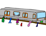 Desenho Passageiros à espera do comboio pintado por Dudu