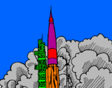 Desenho Lançamento foguete pintado por IVISON