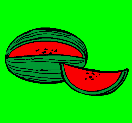 Desenho Melão pintado por melancia