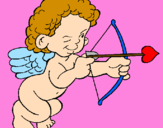 Desenho Cupido a apontar com a seta pintado por duduxinha