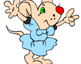 Desenho Rata com vestido pintado por selma