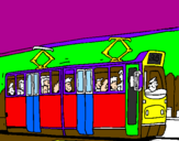 Desenho Eléctrico com passageiros pintado por luiz eduardo
