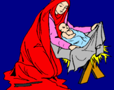 Desenho Nascimento do menino Jesús pintado por dj