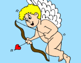 Desenho Cupido com grandes asas pintado por rafaela