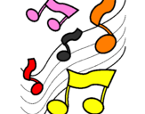 Desenho Notas na escala musical pintado por musicas