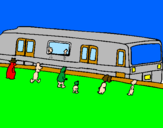 Desenho Passageiros à espera do comboio pintado por tiago