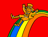 Desenho Duende no arco-íris pintado por Miguel