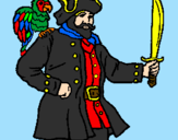 Desenho Pirata com um papagaio pintado por gabriel
