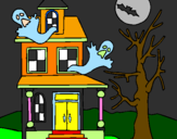 Desenho Casa do terror pintado por fernanda c