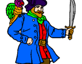 Desenho Pirata com um papagaio pintado por andrea