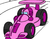 Desenho Carro de corrida pintado por rosa