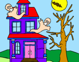Desenho Casa do terror pintado por AL 4