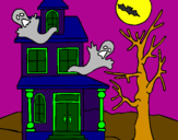 Desenho Casa do terror pintado por Rafaela
