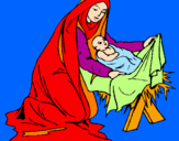 Desenho Nascimento do menino Jesús pintado por b