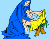 Desenho Nascimento do menino Jesús pintado por Lívia I.L.