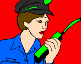 Desenho Polícia com um walkie pintado por Valdeci Silva 