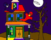 Desenho Casa do terror pintado por Rafaella