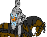 Desenho Cavaleiro a cavalo pintado por guerreiro