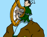 Desenho Duende a tocar harpa pintado por a serea  sedutora