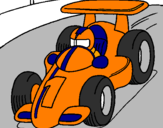 Desenho Carro de corrida pintado por laranja