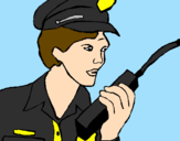 Desenho Polícia com um walkie pintado por matheus  9anos
