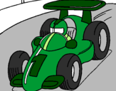 Desenho Carro de corrida pintado por verde