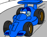 Desenho Carro de corrida pintado por azul