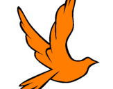 Desenho Pomba da paz a voar pintado por laranja