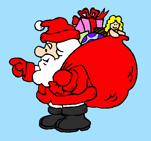 Pai Natal com o saco de presentes