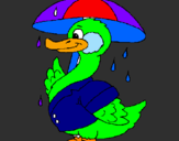 Desenho Pato sob a chuva pintado por joão vitor