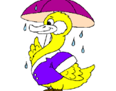 Desenho Pato sob a chuva pintado por MARCIA