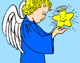 Desenho Anjo e estrela pintado por Lais