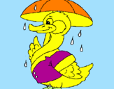 Desenho Pato sob a chuva pintado por priscyla