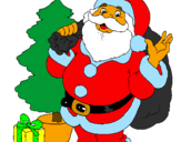 Desenho Santa Claus e uma árvore de natal pintado por Pai Natal Salome