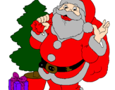 Desenho Santa Claus e uma árvore de natal pintado por maria  eduarda  r.  santo
