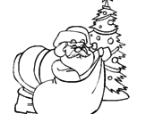 Desenho Pai Natal a distribuir presentes pintado por melissa