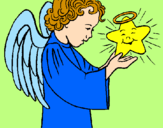 Desenho Anjo e estrela pintado por duda