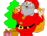 Desenho Santa Claus e uma árvore de natal pintado por isabella