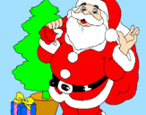 Desenho Santa Claus e uma árvore de natal pintado por natalia boone