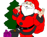 Desenho Santa Claus e uma árvore de natal pintado por felipe