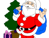 Desenho Santa Claus e uma árvore de natal pintado por Beatriz*