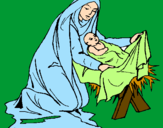 Desenho Nascimento do menino Jesús pintado por duda