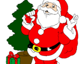 Desenho Santa Claus e uma árvore de natal pintado por pepe
