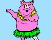 Desenho Porco havaiano pintado por victoria   maraia