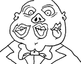 Desenho Monstro com três bocas pintado por vicENTE